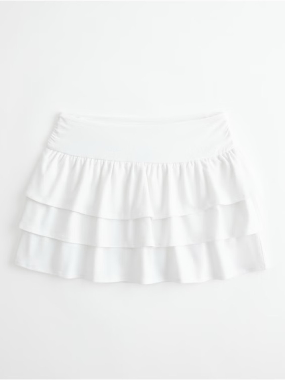 Hollister White Tiered Ruffle Knit Mini Skort - Size Medium